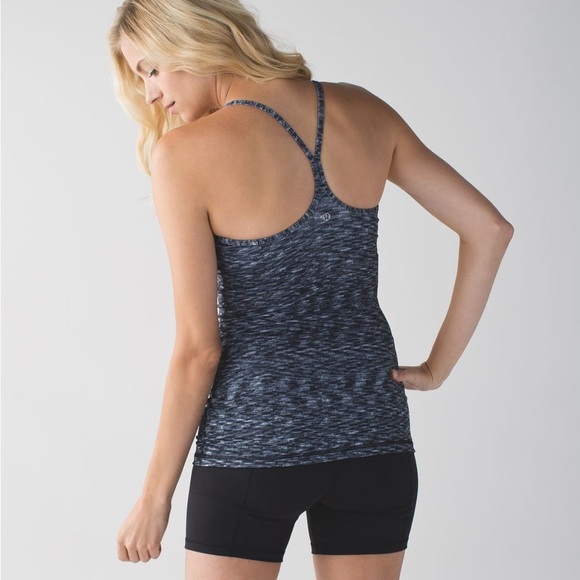 Lululemon Power Y Tank Luon Dramatic Static White Black size 12 - Picture 2 of 7